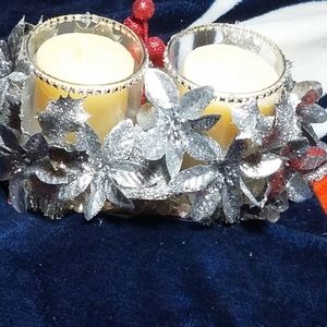 Handmade Christmas candles and holders